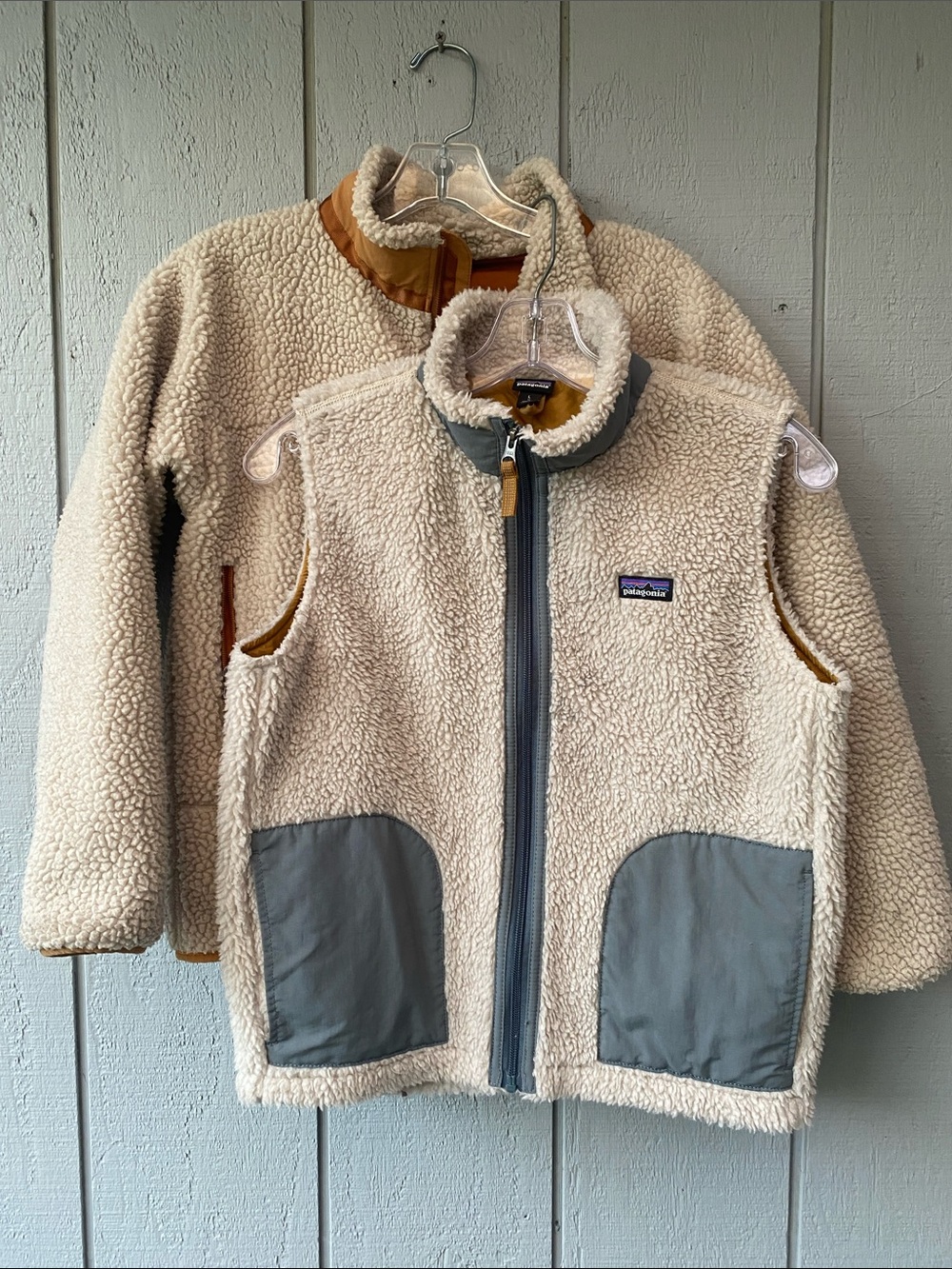Patagonia Kids Cream Sherpa Vest and Jacket Bundle